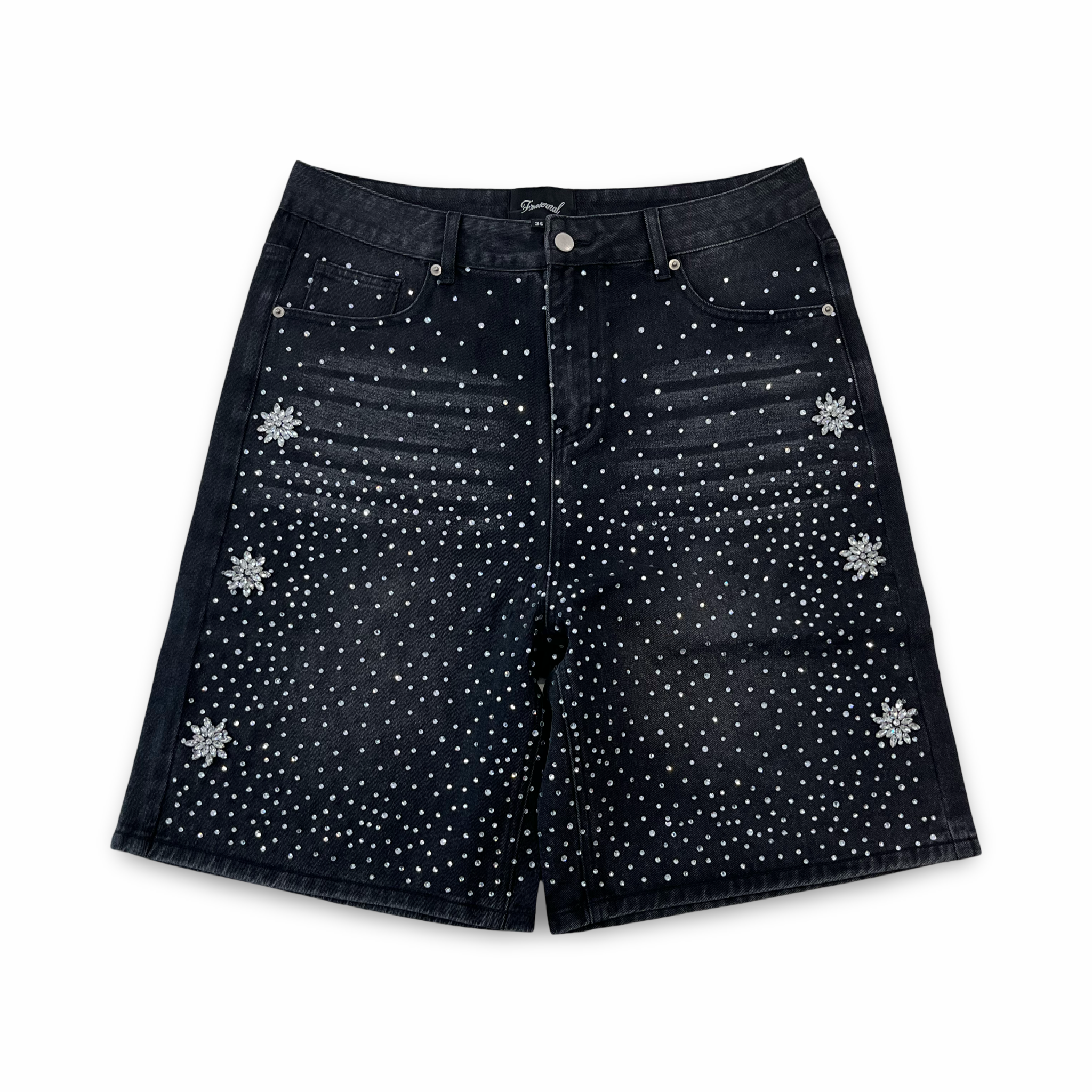 Fraternal Jorts "Black" Rhinestone