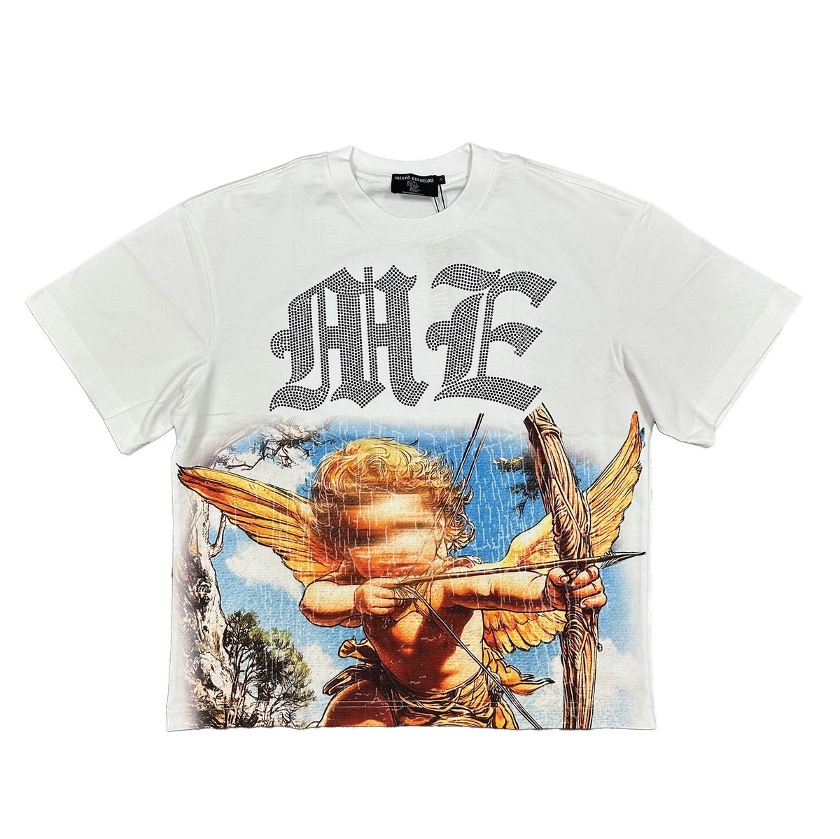 Mixed Emotions White Angel Rhinestone Tee