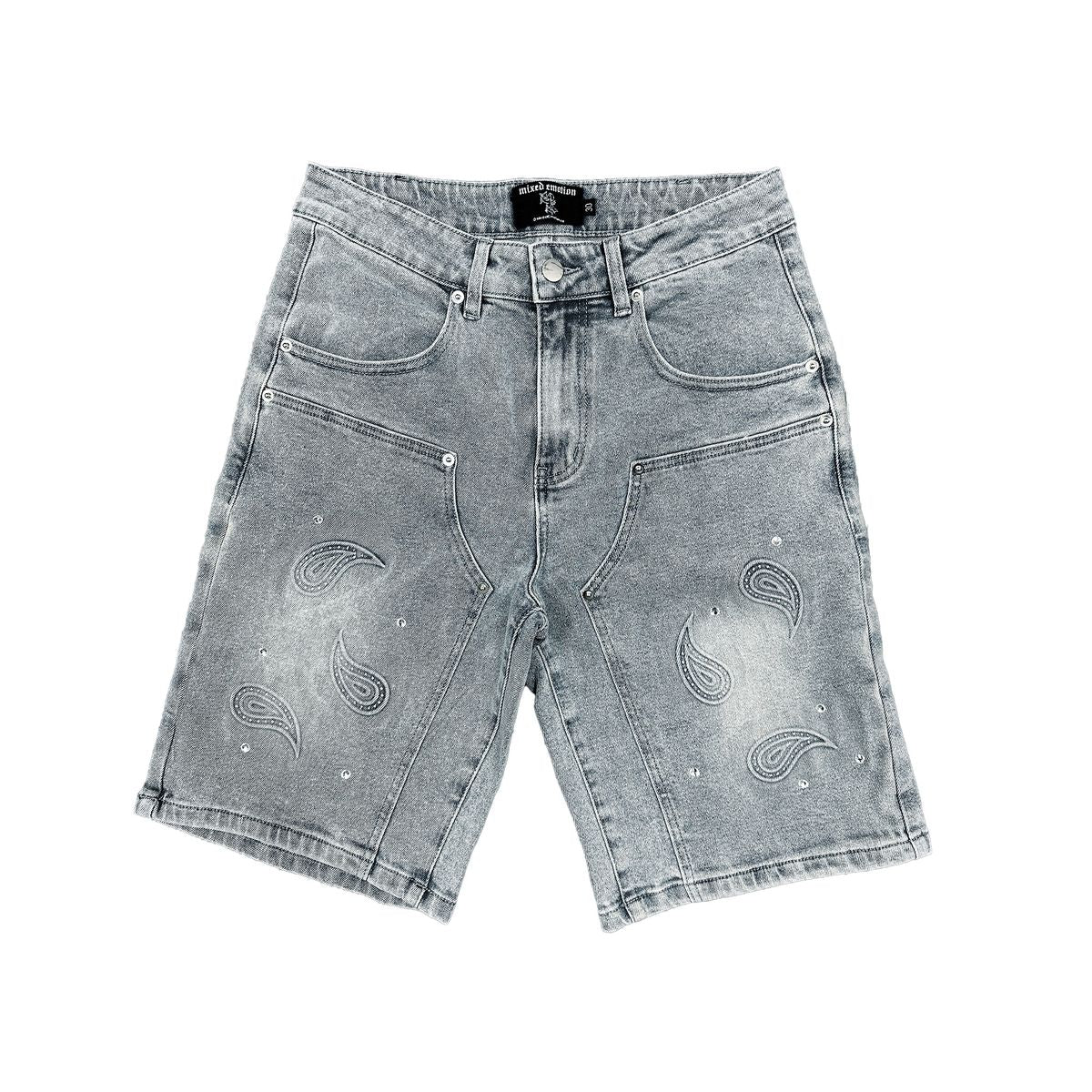 Mixed Emotions 'Paisley' Denim Blue Shorts