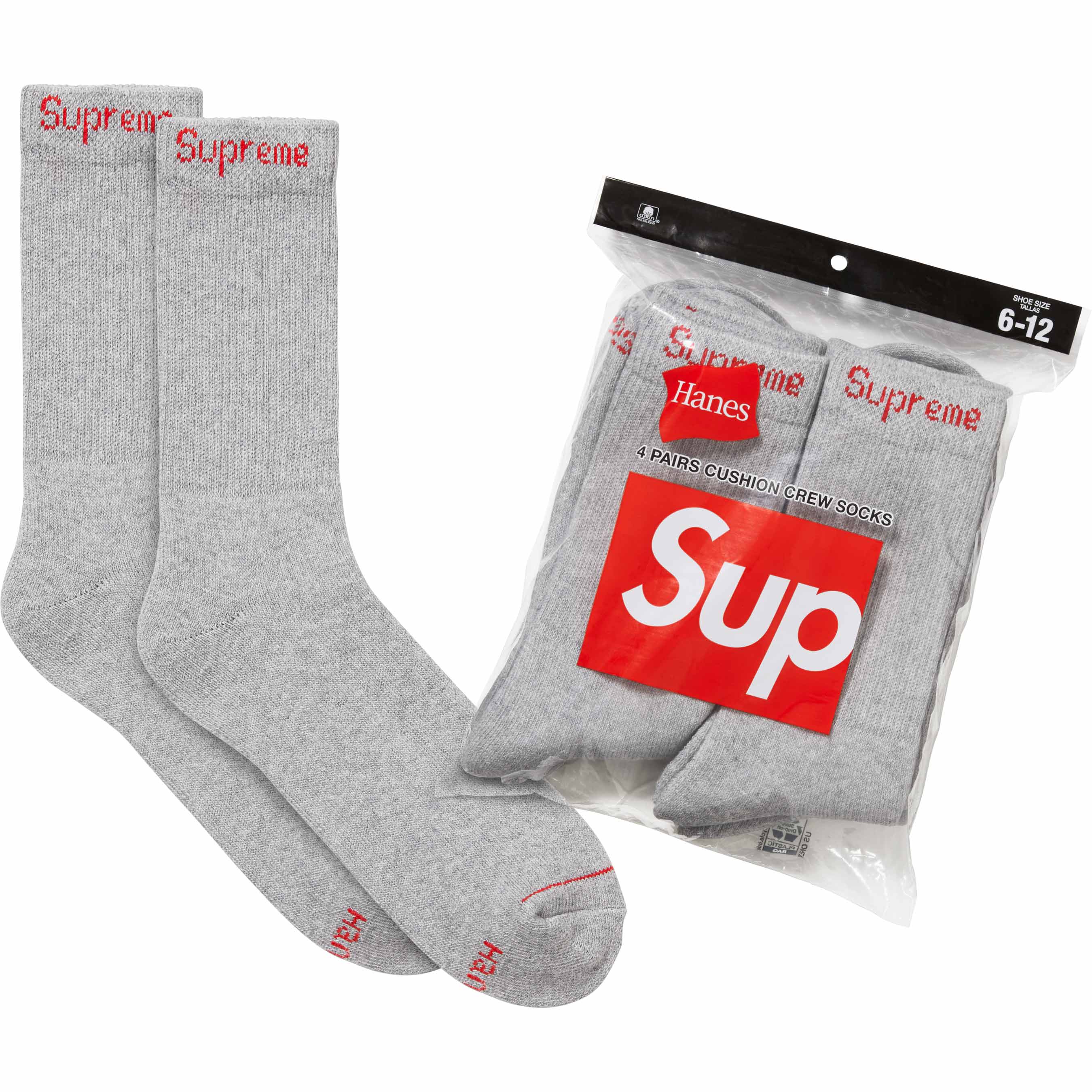 Supreme x Hanes (Grey) Crew Socks