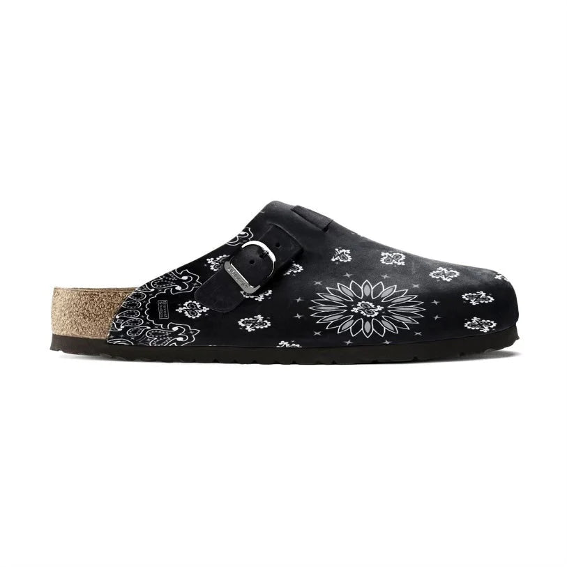 Bravest Studios Black leather Paisley Clogs