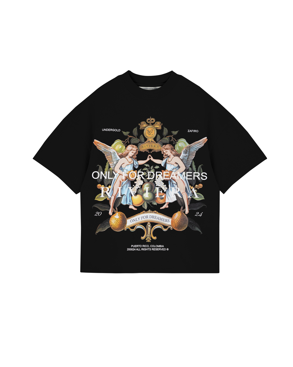 Undergold  Riviera Fruit Angels Boxy Tshirt Black