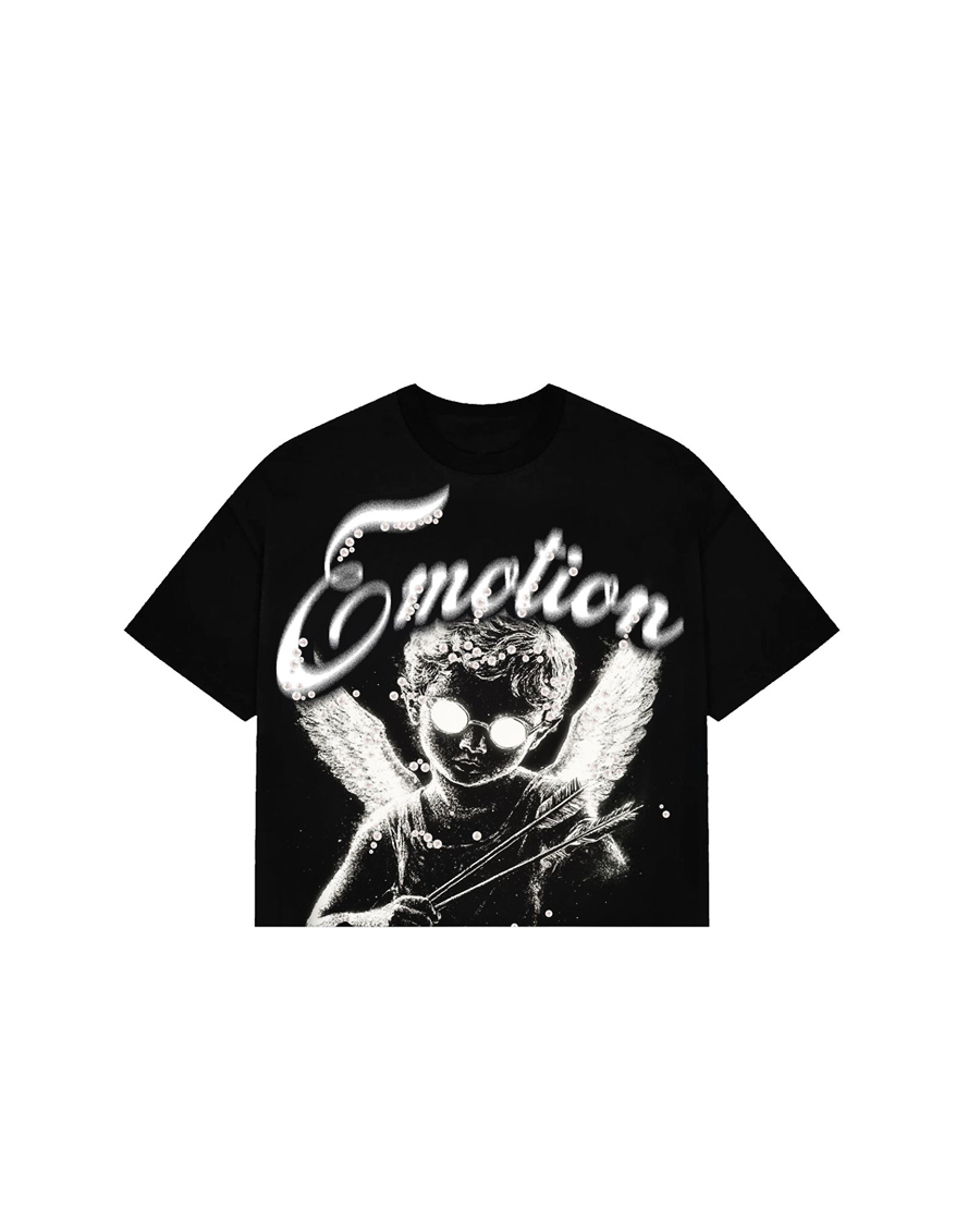 Mixed Emotion Black “Pearl” Cropped Tee