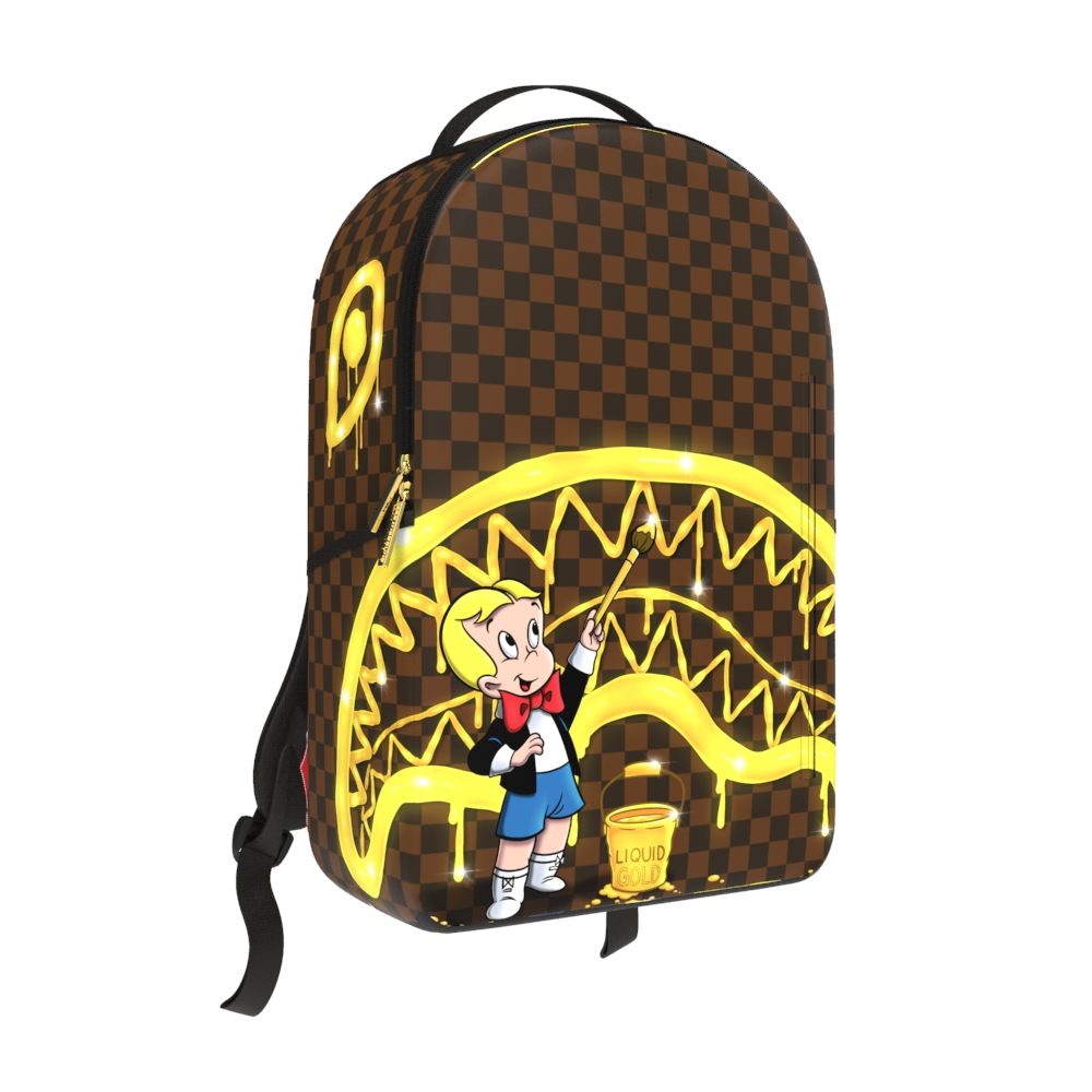 SPRAYGROUND RICHIE RICH PAINT THE SHARK GOLD BACKPACK